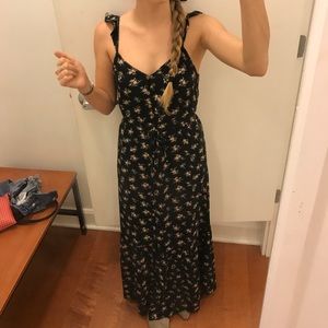 Long floral button up dress